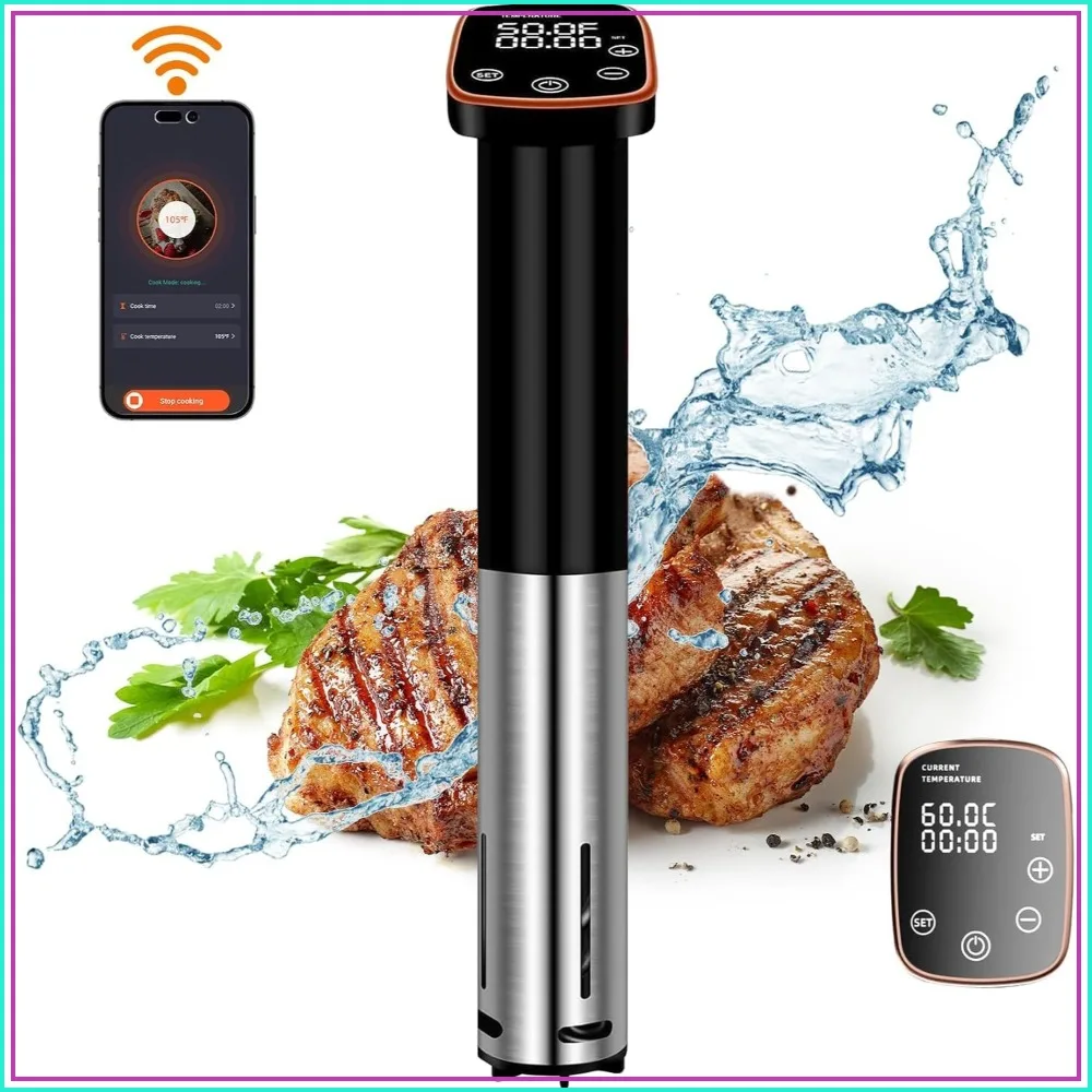 

1100W WiFi Sous Vide Machine Precision Temperature Control Immersion Circulator for Home Chefs, Ultra-Quiet Fast Heating with App & Recipes, for Steak, Chicken & Seafood