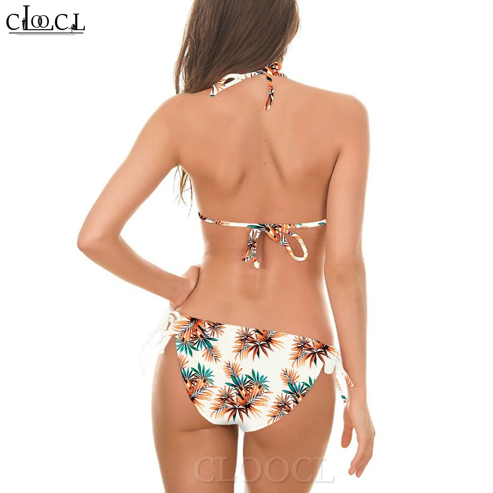 CLOOCL Hawaii conjunto de Bikini de dos piezas traje de baño con estampado de limón bañista prendas de vestir de verano ropa interior traje de baño Sexy ropa de playa