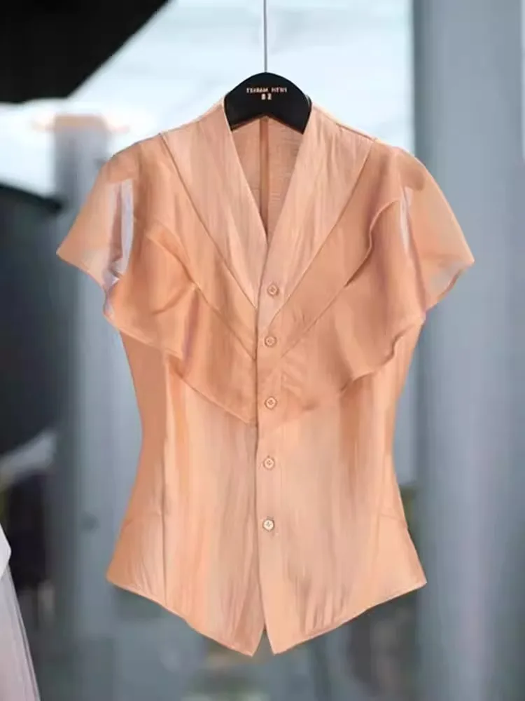 

Женская блузка Ele с кружевной отделкой, нежная, летняя, новая модель, легкая, элегантная, верхняя одежда, модная блузка