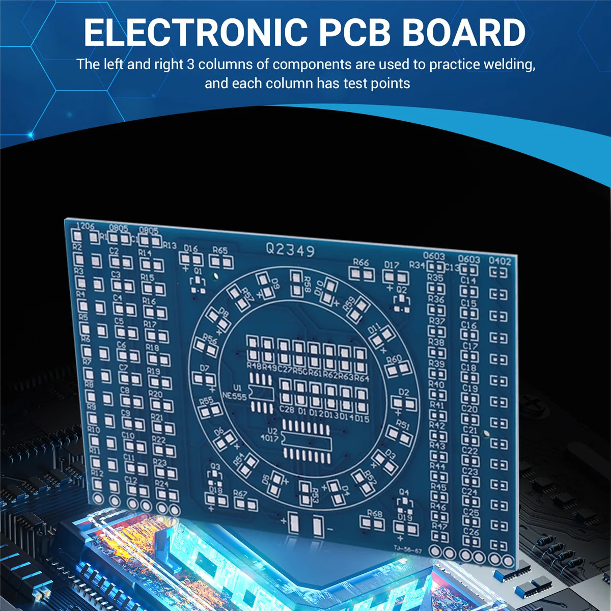 Tablero de práctica de soldadura giratoria LED SMD NE555, Kit de bricolaje, entrenamiento de habilidades de riñonera, Kit de bricolaje, traje de módulo de placa PCB electrónica
