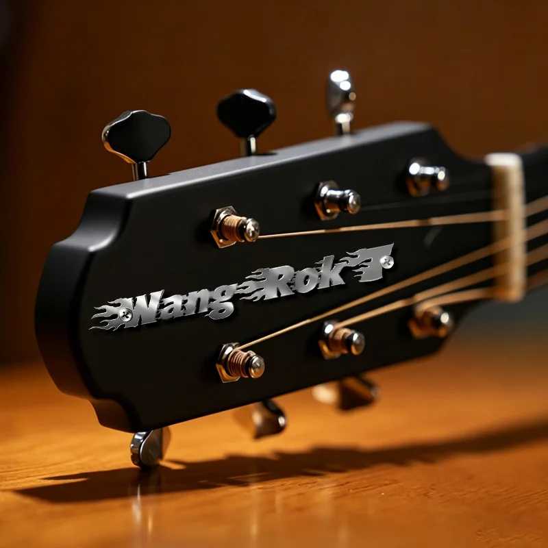 [Custom] Headstock Nameplate: A Unique “Blazing Fire” Design—Engraved with the Spirit of Rock ‘n’ Roll
