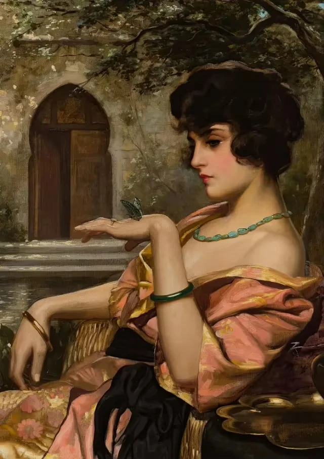 

Rich Woman Portrait Meditation 500/1000/1200/2000 PCS Jigsaw Puzzles Family Activity Games for Gameroom Bedroom Gifts