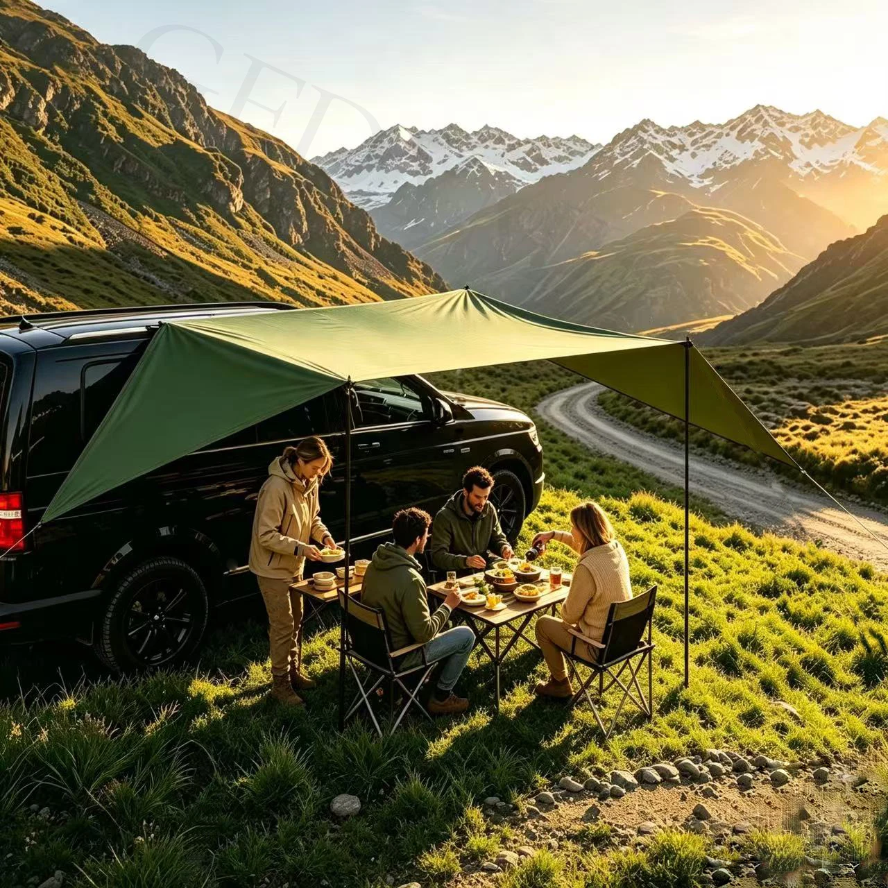 Image of Auto-Seitenmarkisen, geeignet für SUVs, Pickups, Vans und den Einsatz im Freien beim Camping und bei Offroad-Reisen.