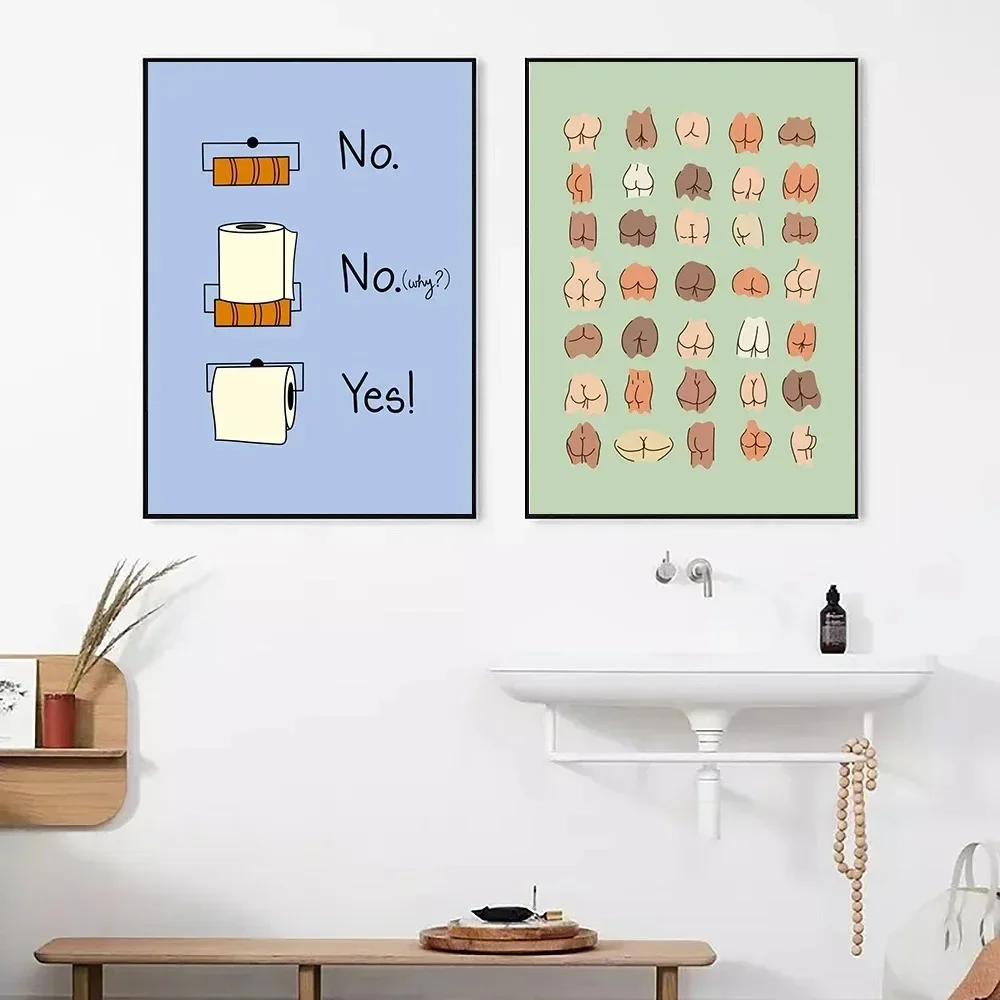 مثير بأعقاب مضحك الحمام تعريف علامة قواعد المرحاض يقتبس الجمالية قماش اللوحة ملصق جدار صورة فنية غرفة الديكور #3