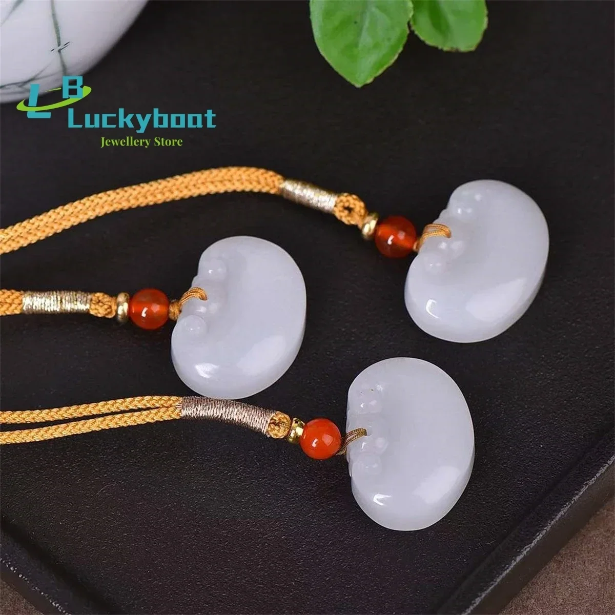 Natural Gold Silk Sheep Fat White Jade Ruyi Lock Pendant Simple and Versatile, Exquisite and Fashionable for Men and Women