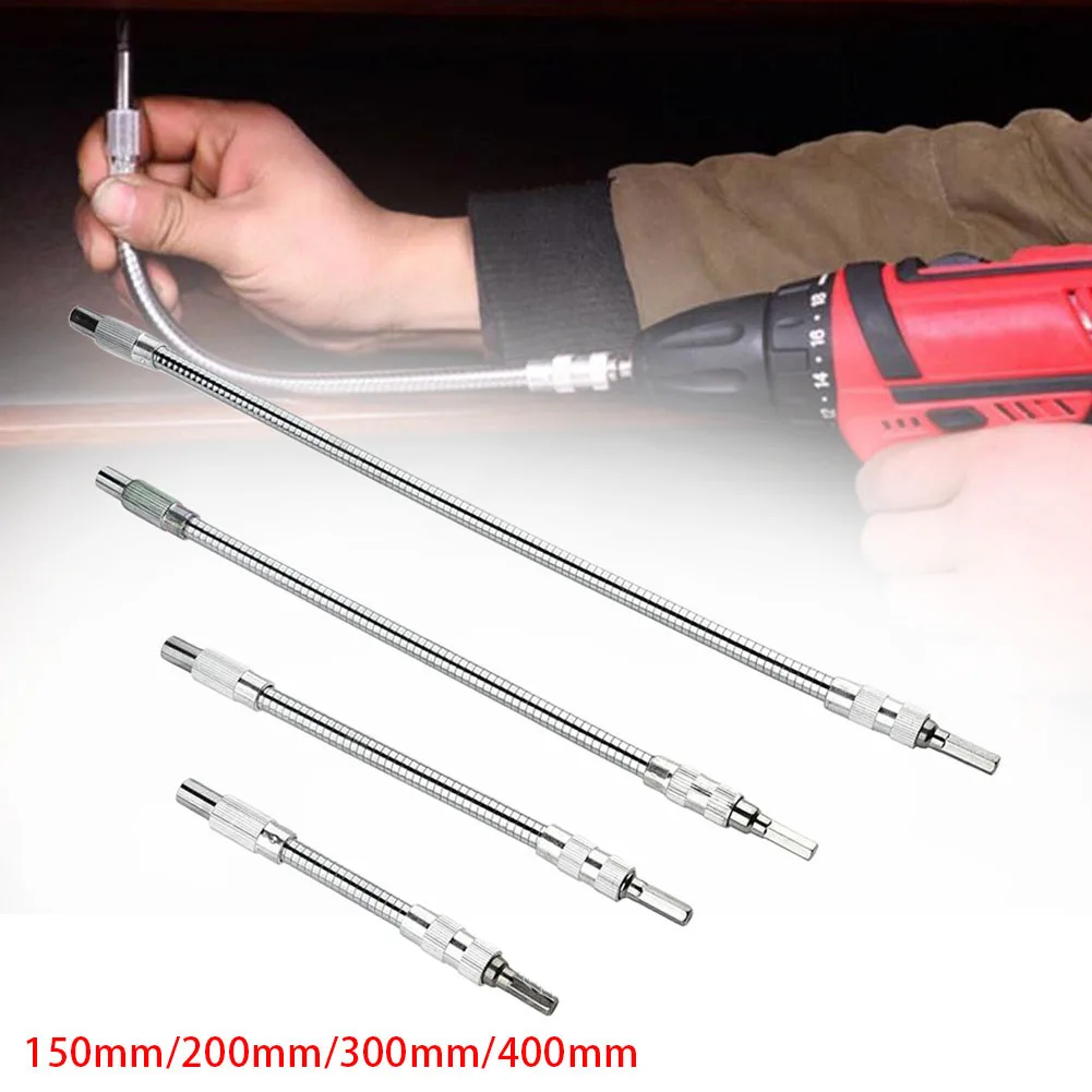 150-400mm 1/4 Hex Flexible Extension Shaft Flexible Shaft Bit Holder Impact Driver Ratchet Screwdriver Extend Rod 10-3/4