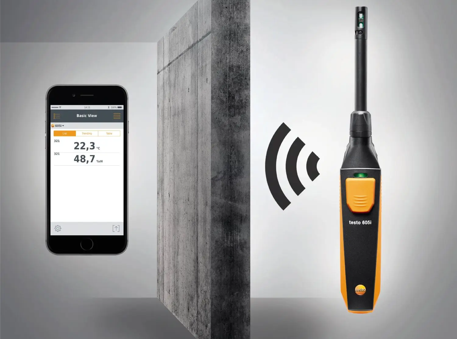 Testo 605i Bluetooth Range Up To 100M Testo Smart Probes Wireless Thermohygrometer 0560 2605 02 Operated Via Smartphone