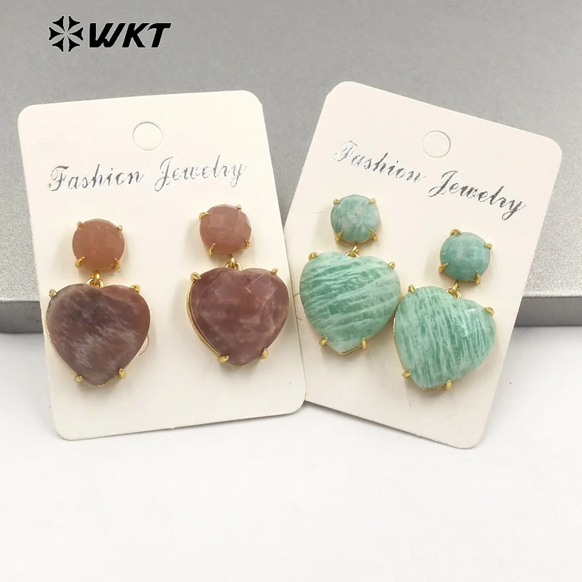 

WT-E719 Классические серьги неправильной формы в форме сердца высокого качества с драгоценными камнями, изысканные позолоченные серьги для пригородных поездок