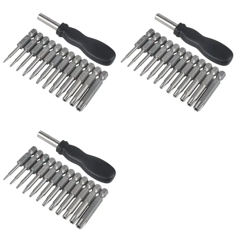 36 Pack Torx Head Screwdriver Bit Set 1/4 Inch Hex Shank T5-T40 Star Screwdriver Tool Kit With 3 Pack Handle-[LUCK 9]