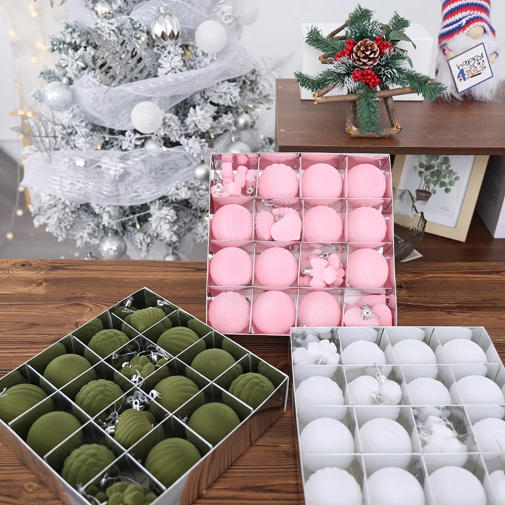 

Colorful Unique Irregular Flocking Christmas Balls Plastic Ornaments Christmas Tree Decoration Pendants