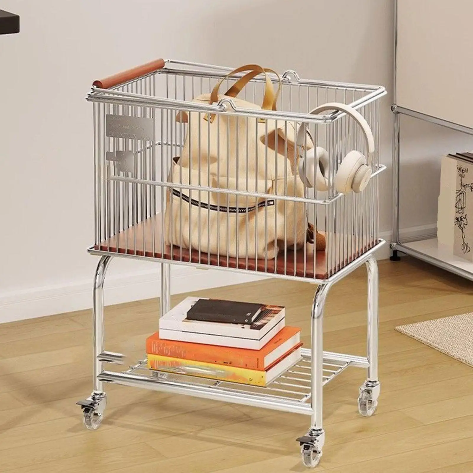 

Rolling Laundry Cart with Removable Hamper Kitchen Trolley Versatile Heavy Duty