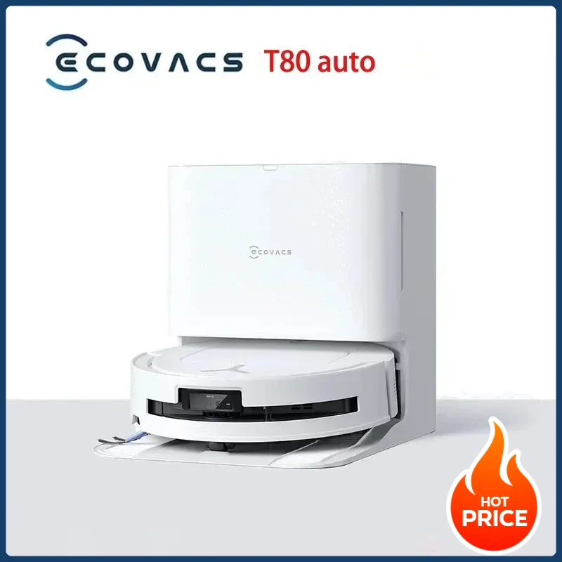 Ecovacs T80 スマートロボット掃除機ドラムクリーナー自動洗浄掃除とアクティブモップ機能
