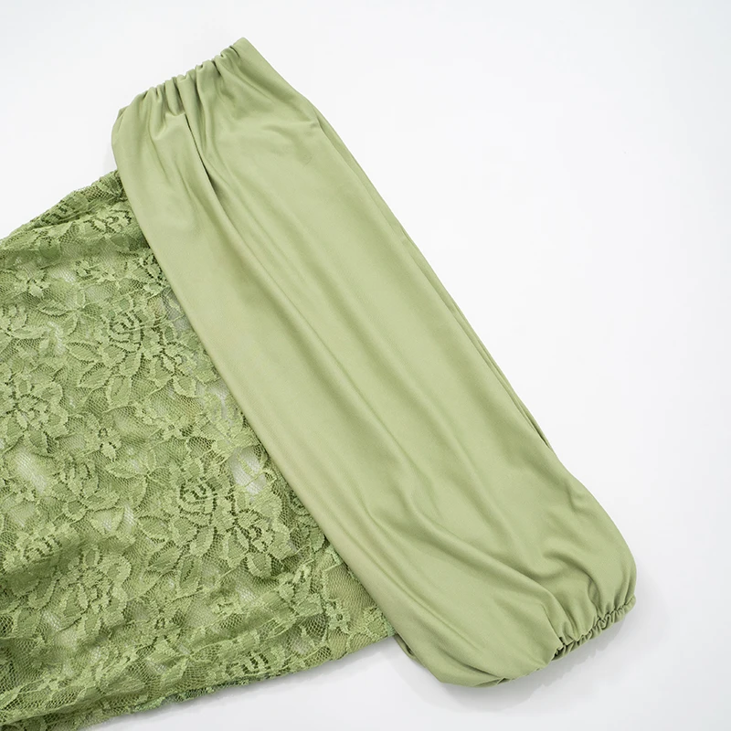 CUTENOVA 2025 สตรีฤดูร้อนใหม่ปิดไหล่สีทึบPatchworkลูกไม้บางสะโพกชุดยาวเซ็กซี่Elegant Dresses