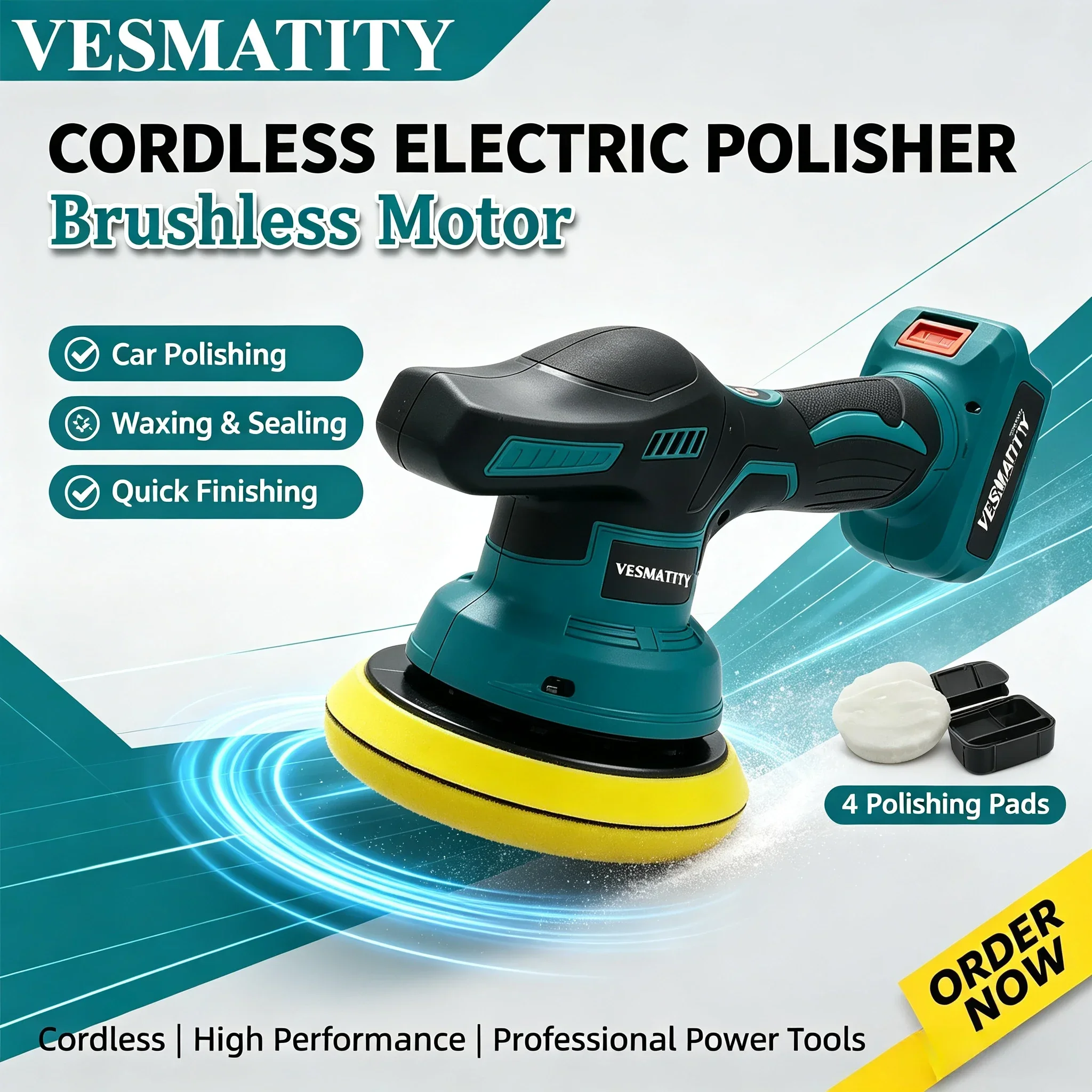 Polisher Power Tools Rechargeable Cordless Adjustable Electric Car Polisher Auto Waxing Sealing Glaze Tool For 18V-20V Battery