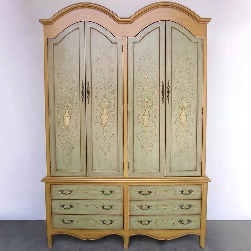

American rural six-draw four-door wardrobe retro pastoral painted furniture