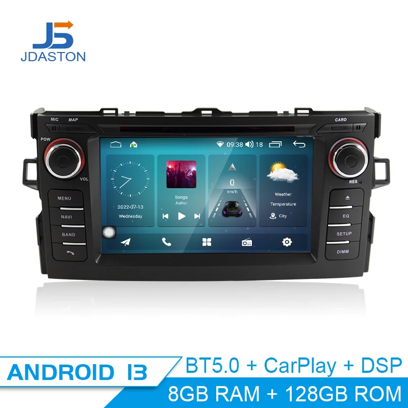 

Jdaston Android 13 автомобильный мультимедийный плеер для Toyota Auris hatchback 2008-2012, автомобильное радио, GPS-навигация, видео, стерео, 8 Гб аудио