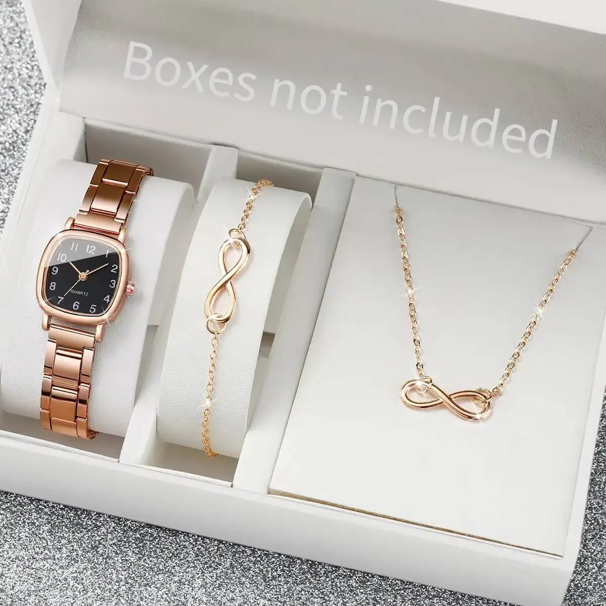3PCS Ladies' watches, female niche, high-end, steel strip, casual fashion, ladies' watches, female models, student watches
