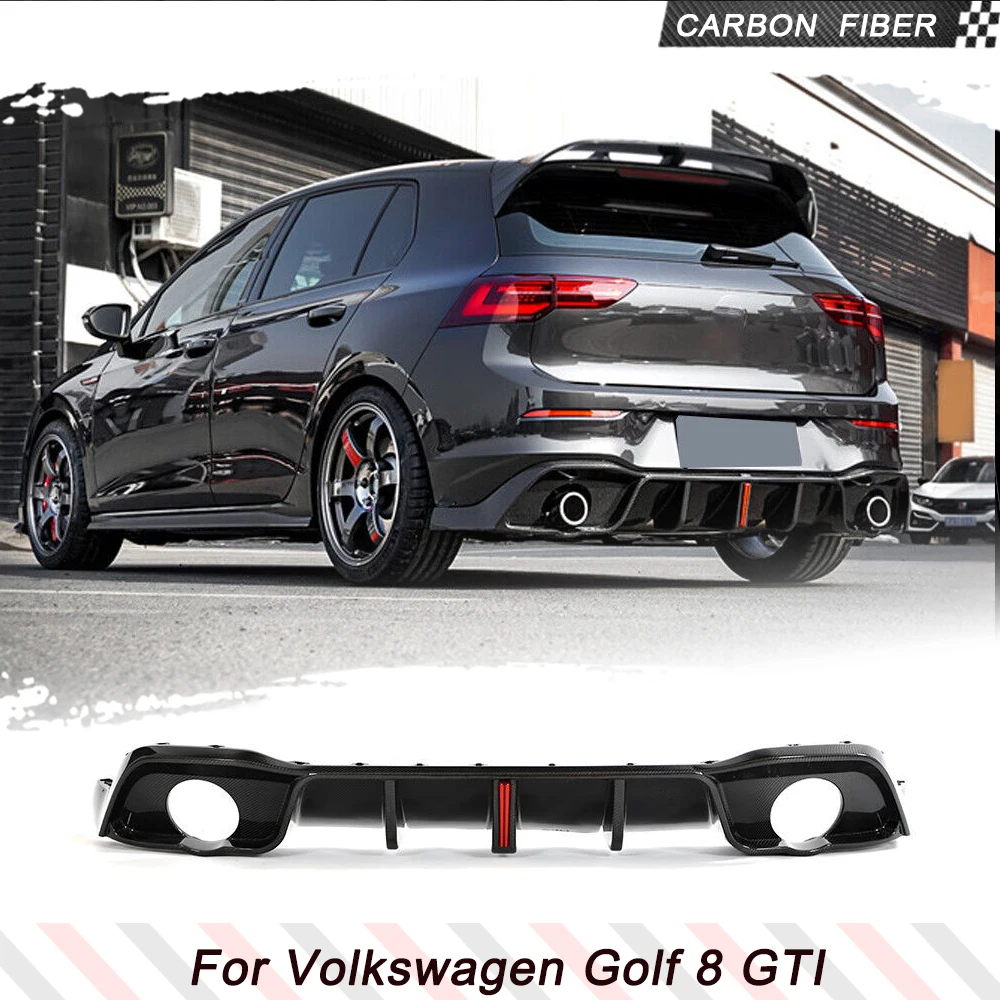 Carbon Fiber Car Rear Diffuser for Volkswagen Golf 8 MK8 GTI 2021-2022 Auto Rear Lower Bumper Lip Diffuser Spoiler Body Kits