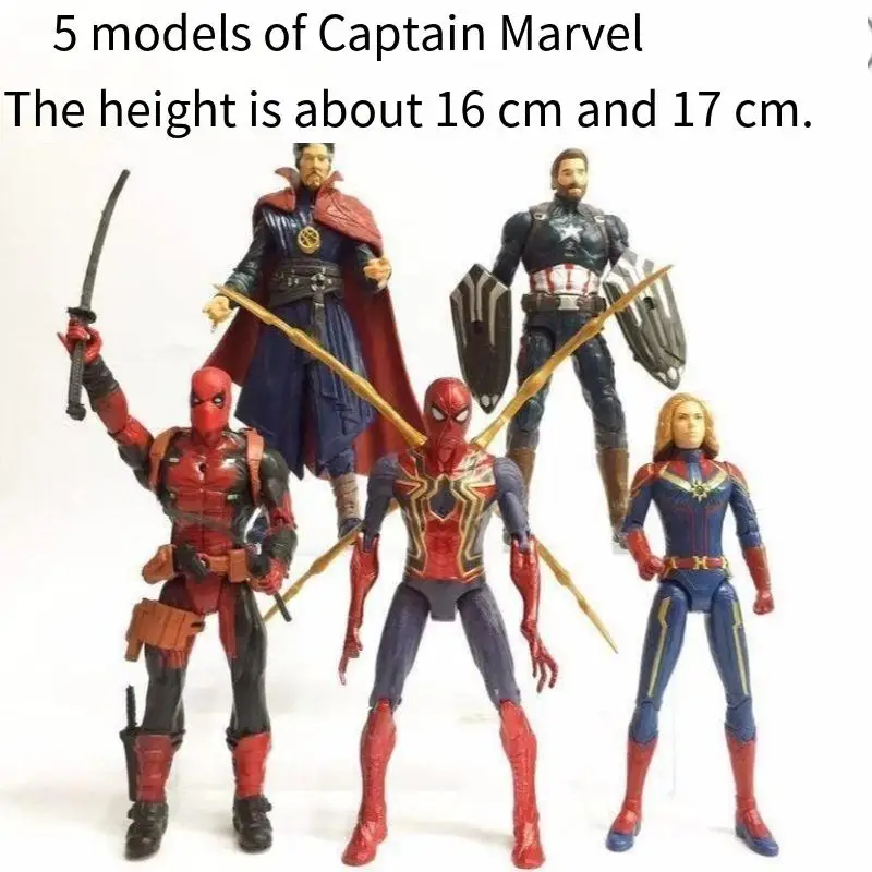 Figuras de los Vengadores de Marvel Comics: 5 sorpresas con los héroes Capitán América, Deadpool, Doctor Strange y Capitán Spider-Man.