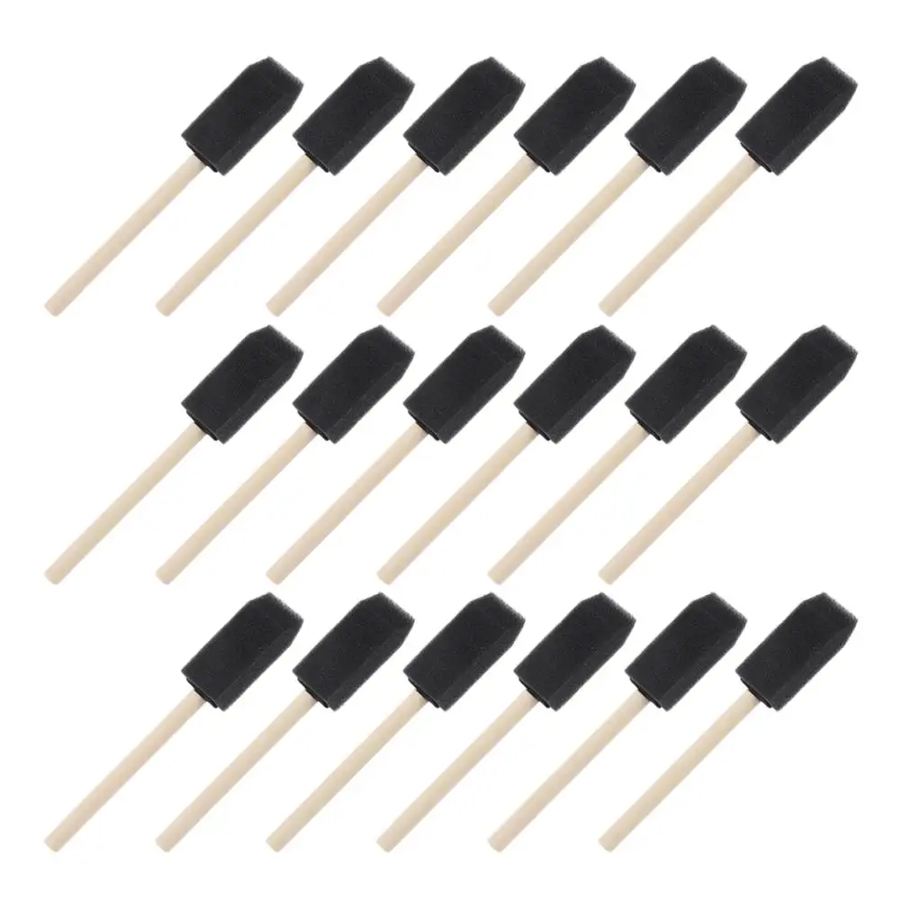 

18pcs Children's Doodle Sponge Brush DIY Finger Painting Kit Wooden Handle Small Round Paint Sponge Stencil Craft Foam Wall