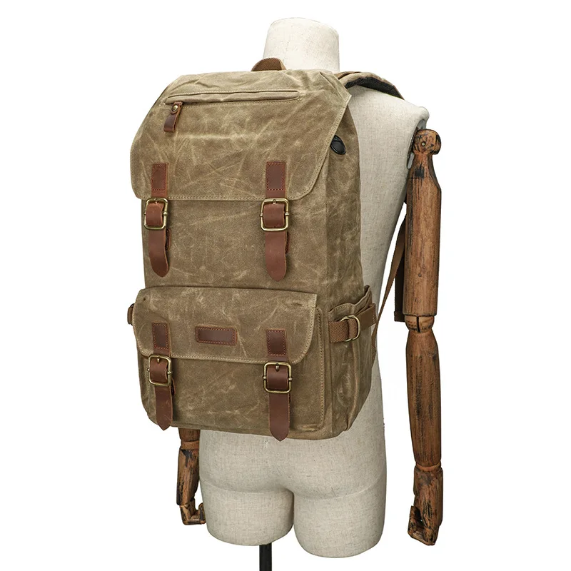 Canvas backpack, men's and women's retro backpack, fashionable men's 15.6 computer bag, outdoor backpack