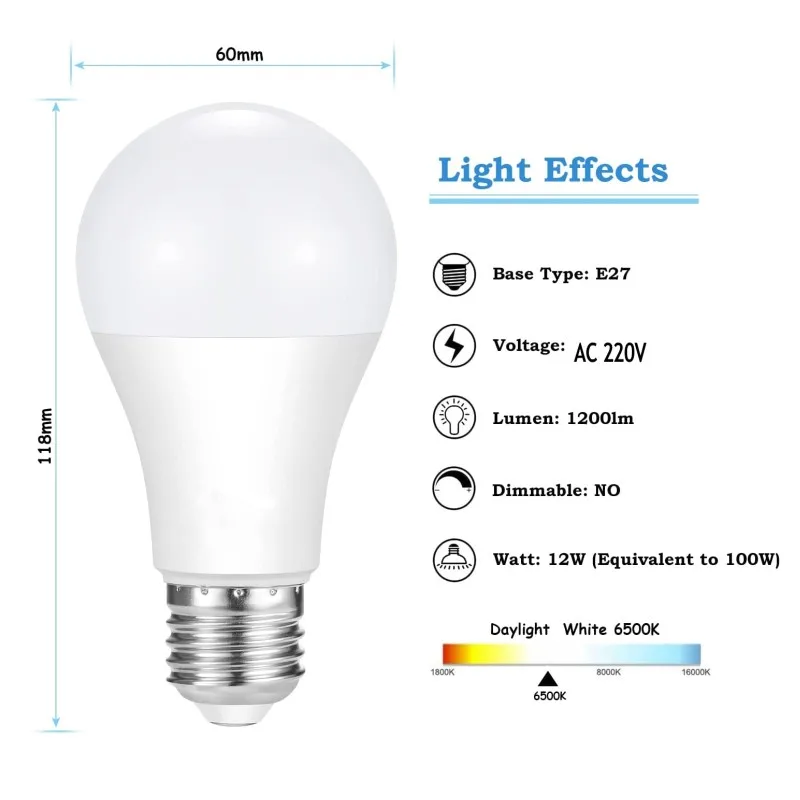 10pcs E27 LED Bulb Light 9W 12W 15W 18W 20W Real Power Light Bulbs AC 220V 230V 240V Spotlight Lampada LED Bombillas Lamp