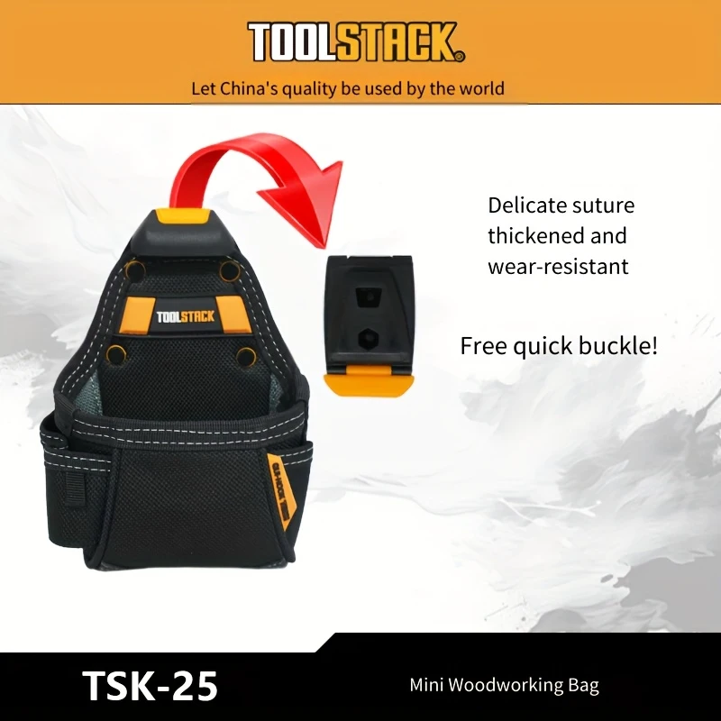 TOOLSTACK 1200D Oxford Fabric Tool Bag Waist Pack Professional Woodworking Tool Pouch Wear-Resistant Electrician Belt Bag Hardwa