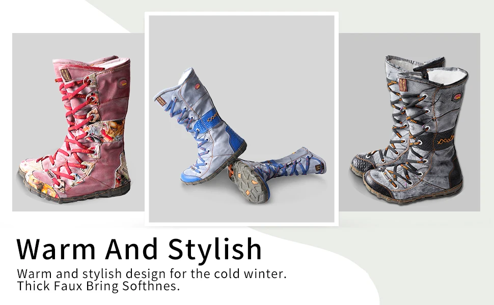 Tma Eyes 2023 Winter lange gewaschen Kontrasts tich Spitze Seite Reiß verschluss Damen stiefel – Detail 3