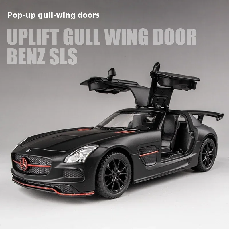 Mercedes Benz SLS AMG-coche deportivo de aleación fundido a presión, modelo de coche, sonido y luz, juguete para niños, regalo para niños, Hobby de