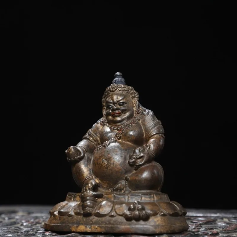 Hand-Cast Premium Brass Yellow Jambhala Statue - 4.3