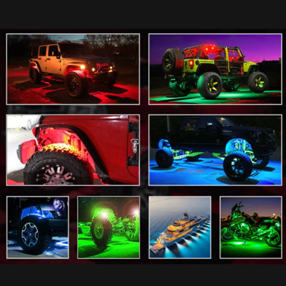 Led Neon Light LED Rock Lights Underbody Glow Waterproof For Jeep Atv Suv Offroad Car Truck Yacht 1 Pair