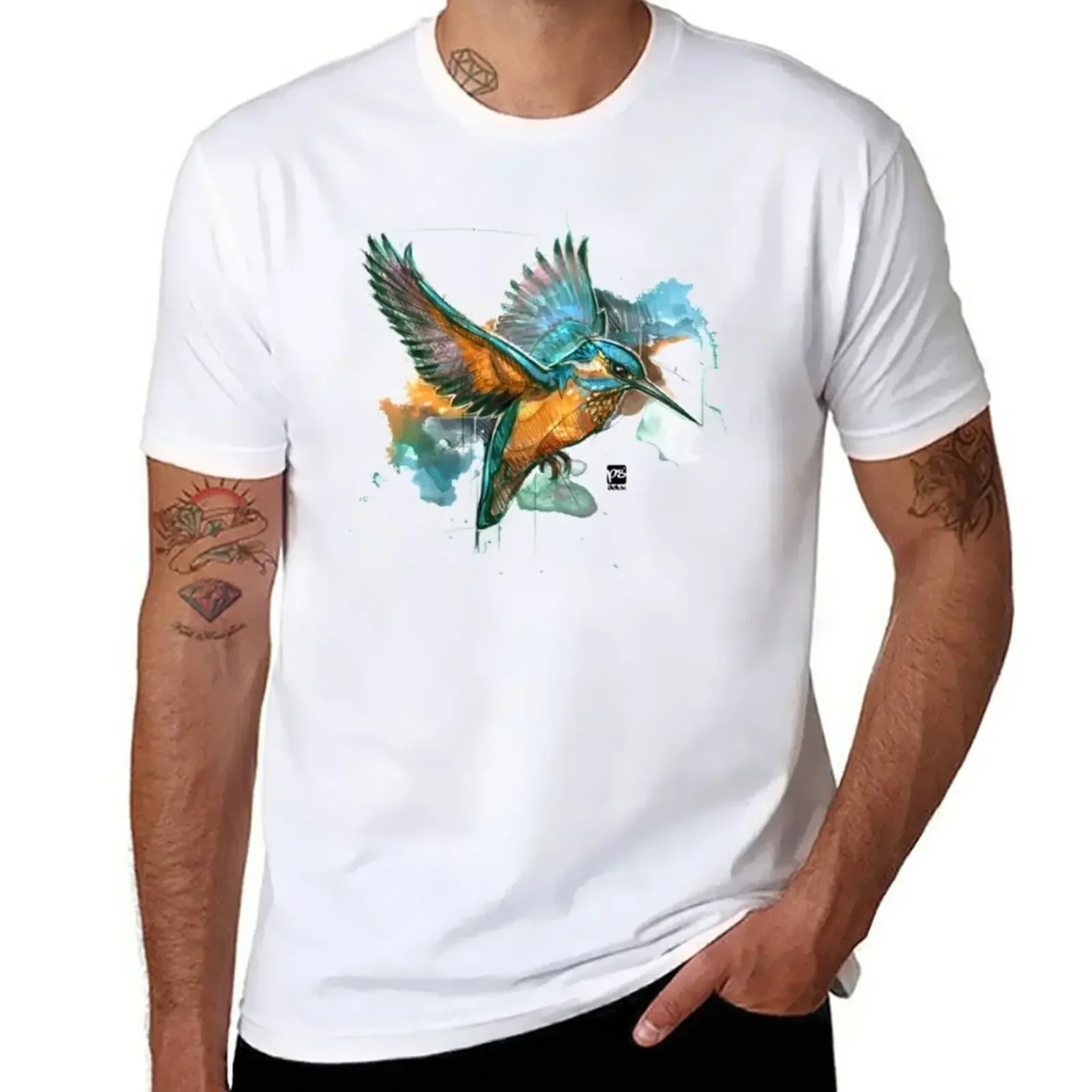 2024 spring and fall t shirt kingfisher sketch psdelux T-Shirt aesthetic clothes short sleeves pure cotton tops streetwear