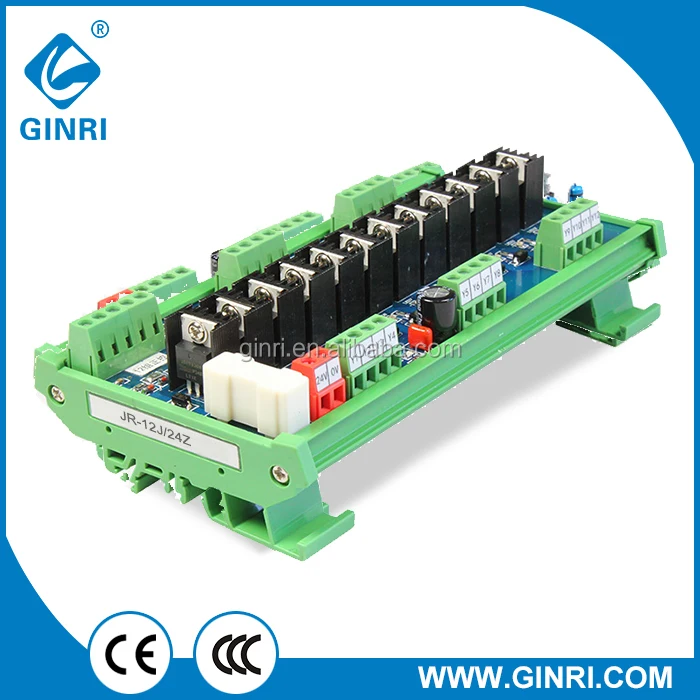 Ginri JR-12J12 Channel PLC Transistor Modules  NPN/PNP 1NO PLC Amplifier Board DC 24V DIN Rail Mount