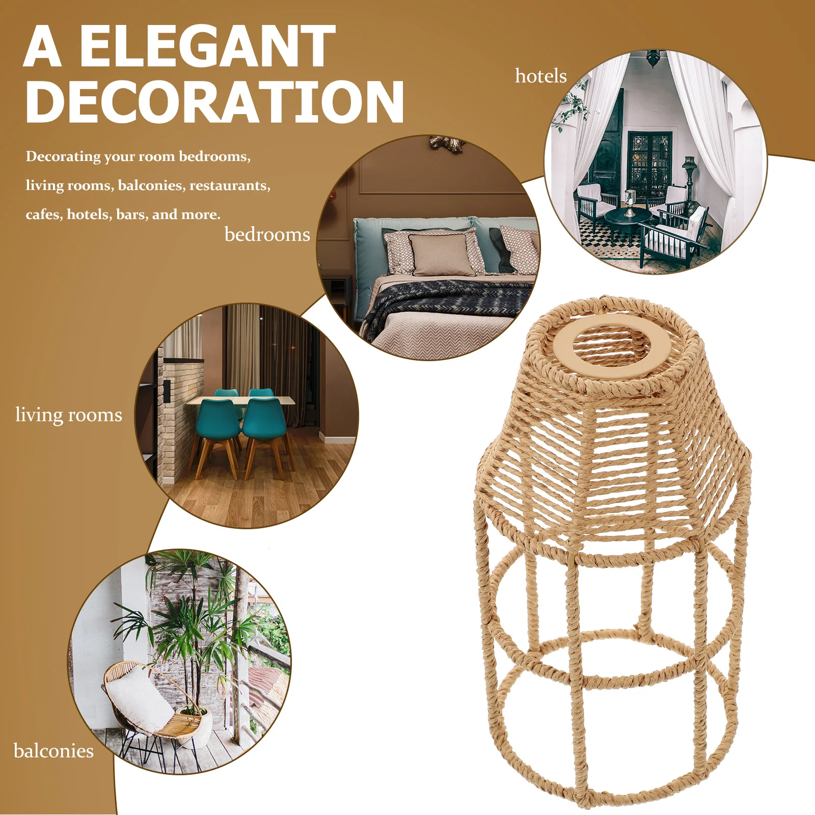 

Woven Rattan Lamp Shade Rustic Decorative Light Cover Ceiling Lampshade for Restaurant Home Cafe Hotel Warm Ambient Lighting