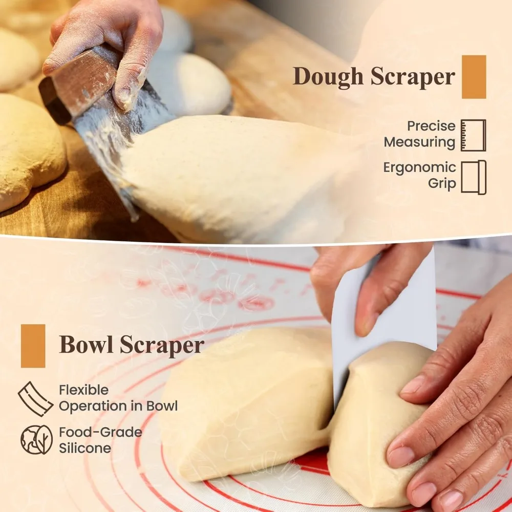 Bread Beginner Kits Rattan Sourdough Fermentation Basket Dough Scraper Flour Mixer Stick Necessary Tools for Baking Lovers Gifts