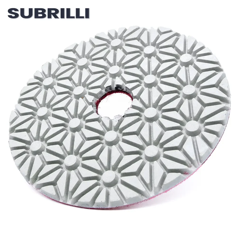 

SUBRILLI 3 Step Dry Wet Diamond Polishing Pad 4 Inch Flexible For Granite Marble Engineered Stone Grinding Pad