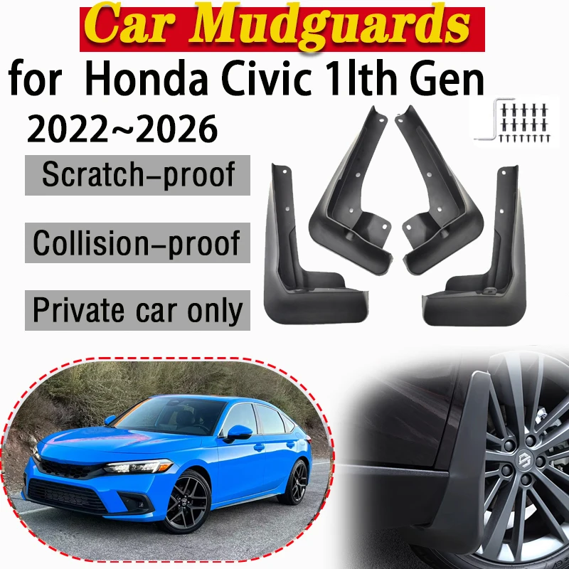 

Car Mud Flaps For Honda Civic 1lth Gen MK11 2022-2026 FL Liftback Front Wheel Mudguards Splash Guards Mudflaps Car Accessories