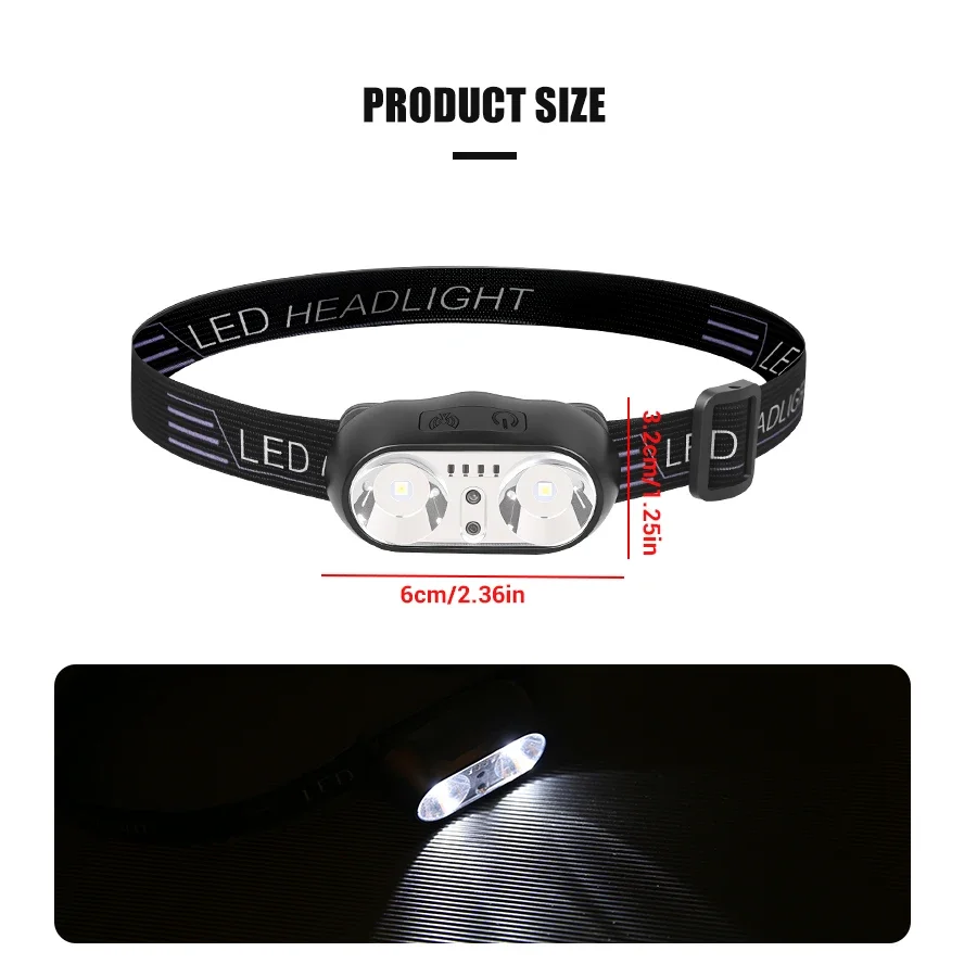 Picture 7: Portable Sensor HeadLamp USB Rechargeable Induction Headlight Front Light Torch for Camping Fishing Hiking Emergency Lantern
