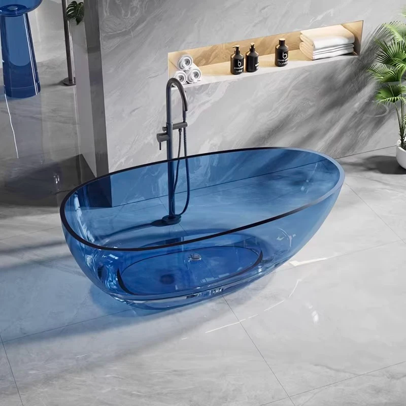 Transparent bathtub colored crystal resin bathtub freestanding artificial stone bath tray