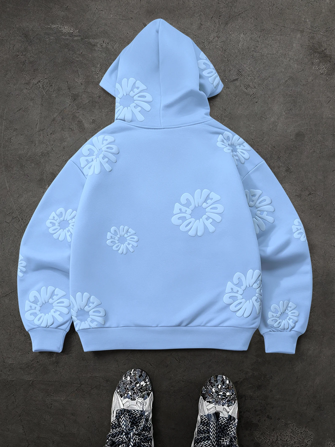 Herren Streetwear Hoodie Marke 3D Puff Print Blumenmuster Polyester Schwarz Kängurutasche Pullover Hoodie S-2XL Alle Größen 1 Stück – Detail 7