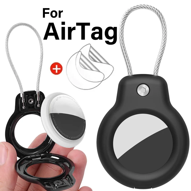 For Apple Airtag Safety Lock Protector Case Secure Holder With Lanyard Keychain Anti Lost Location Protective Cover For Air Tags