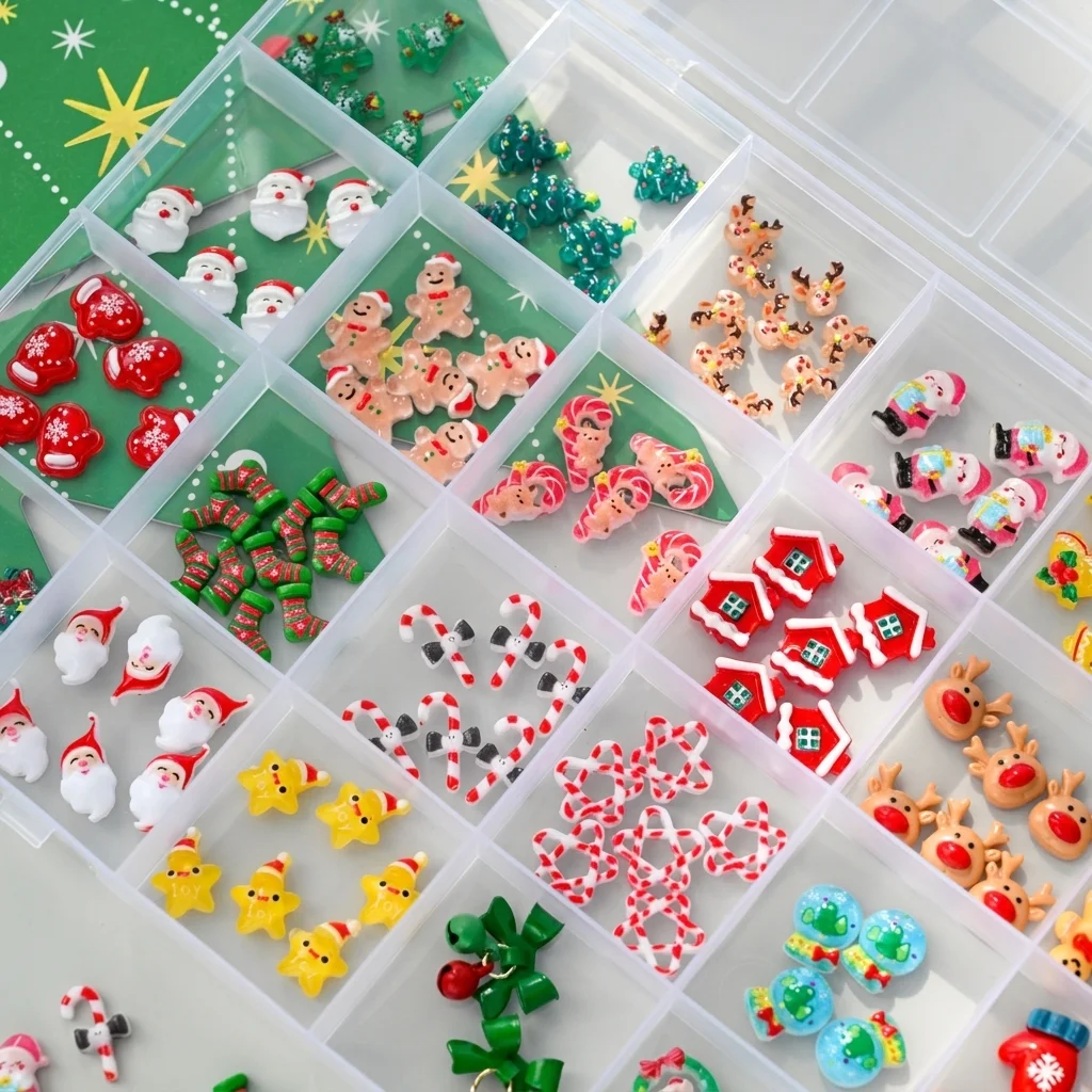 1 Pudełko Mieszanych Ozdób 3D  – Nail Art Xmas recenzja i cena