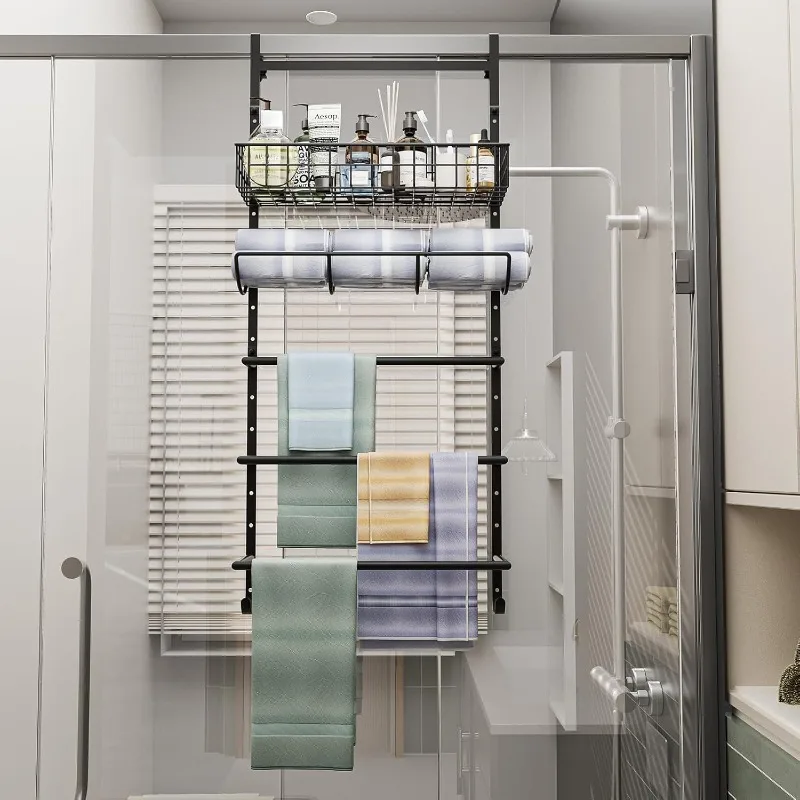 Wall-mounted door towel rack bathroom finishing rack toilet storage rack towel toothbrush