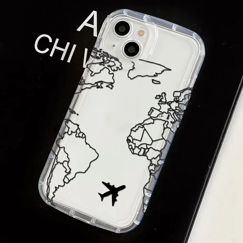 Airplane Heart Shaped Route Clear Case for OPPO Realme C11 C20 C21Y C31 C33 C35 C53 C55 6 7 7I 8 8I 9I 10 V15 Pro Plus 5G Cover