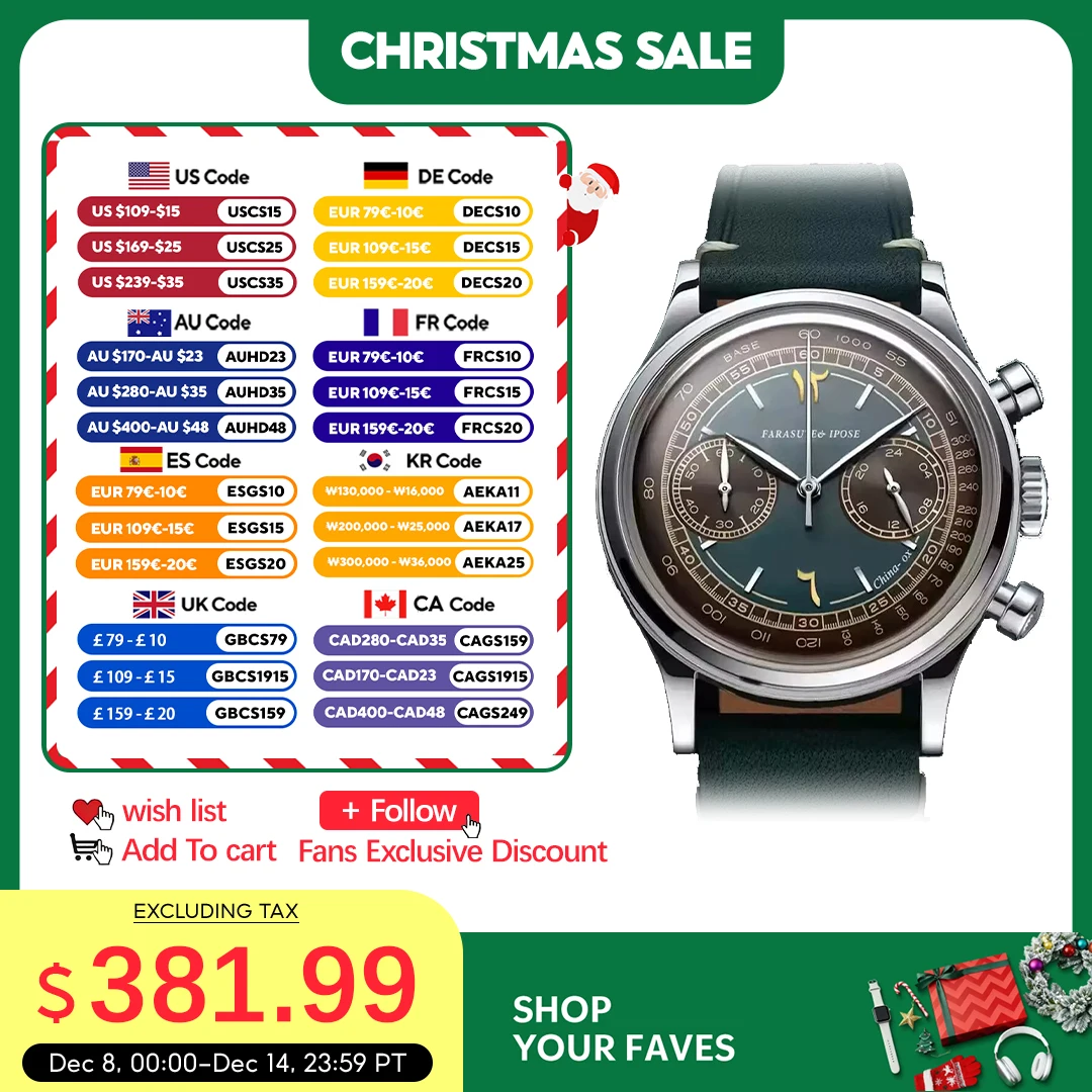 

FARASUTE Retro Japan VK64 Quartz Movement Chronograph Wristwatch For Male Fashion Sapphire Sports Watches Men Clock reloj hombre