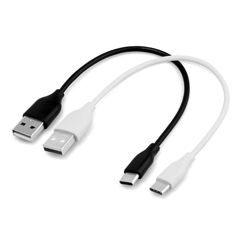 Black/White Short 20cm Lenght USB-C USB 2.0 Type C Male To 2.0 Type A Male Data Charge Cable Cord