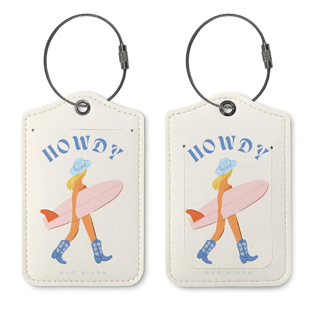 

Летние бирки для багажа, набор из 2 бирок для чемоданов «Howdy Cowgirl» для путешествий, стильные подарки, модные бирки для пляжных сумок (набор из 2 шт.) для путешествий, для подростков