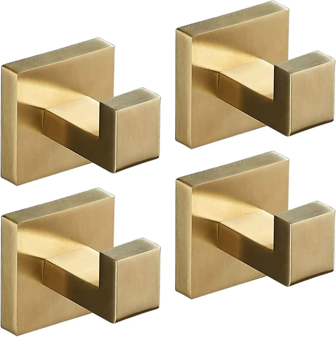 

304 Stainless Steel Brushed Gold Wall Hooks 4-Pack Bathroom Towel Hooks Robe Hooks Hat Rack Clothes Hanger