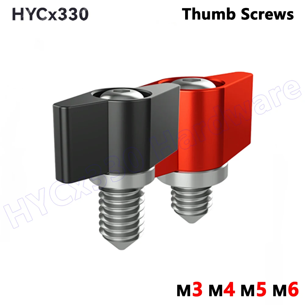 2PCS Thumb Screws M3 M4 M5 M6, Aluminum Alloy Screws T Shape, Adjustable Handle Knob Tighten Screw for DSLR SLR Rail Rod Slider