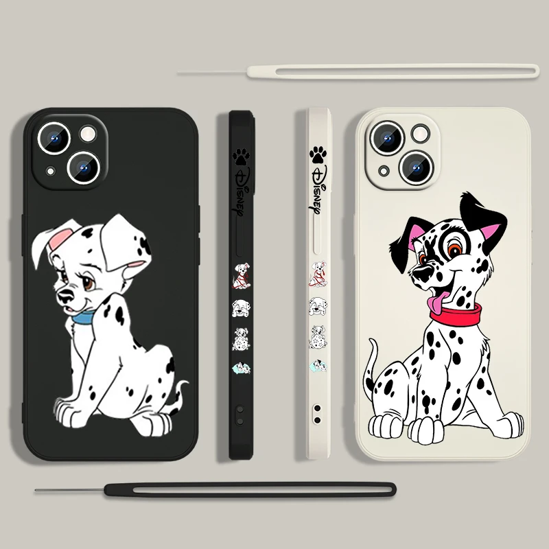 101 Dalmatians Dog Phone Case For Apple iPhone 15 14 13 12 11 Pro Max Plus 8 7 SE Liquid Left Rope Capa Cover